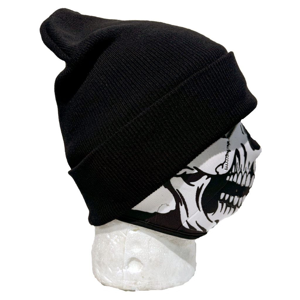 Plain Knit Beanie Black - Soft Winter Hat for Men & Women - Warm Stretchy Ribbed Cuffless Beanie Cap - Perfect for Skiing, Snowboarding & Outdoor Activities