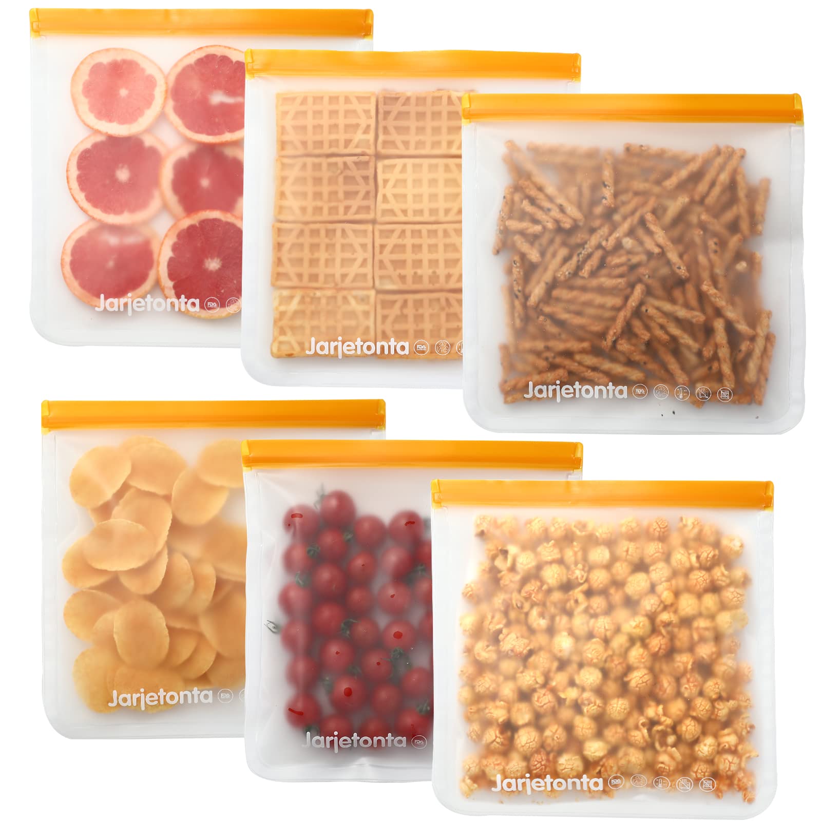 6 Pack Reusable Food Storage Bags - BPA Free Freezer Bags, Gallon Size, Resealable Silicone Containers for Meat, Fruits & Vegetables | Perfect for Meal Prep, Freezing & Travel