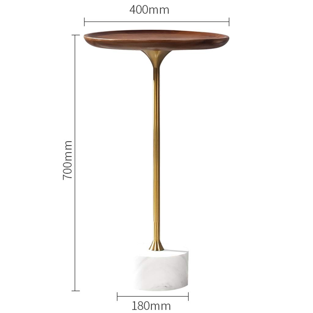 Modern Round Coffee Table & Nightstand - Rubber Wood with Stainless Steel Bracket & Marble Feet for Living Room, Bedroom, Office - Perfect for Coffee, Reading & Decor