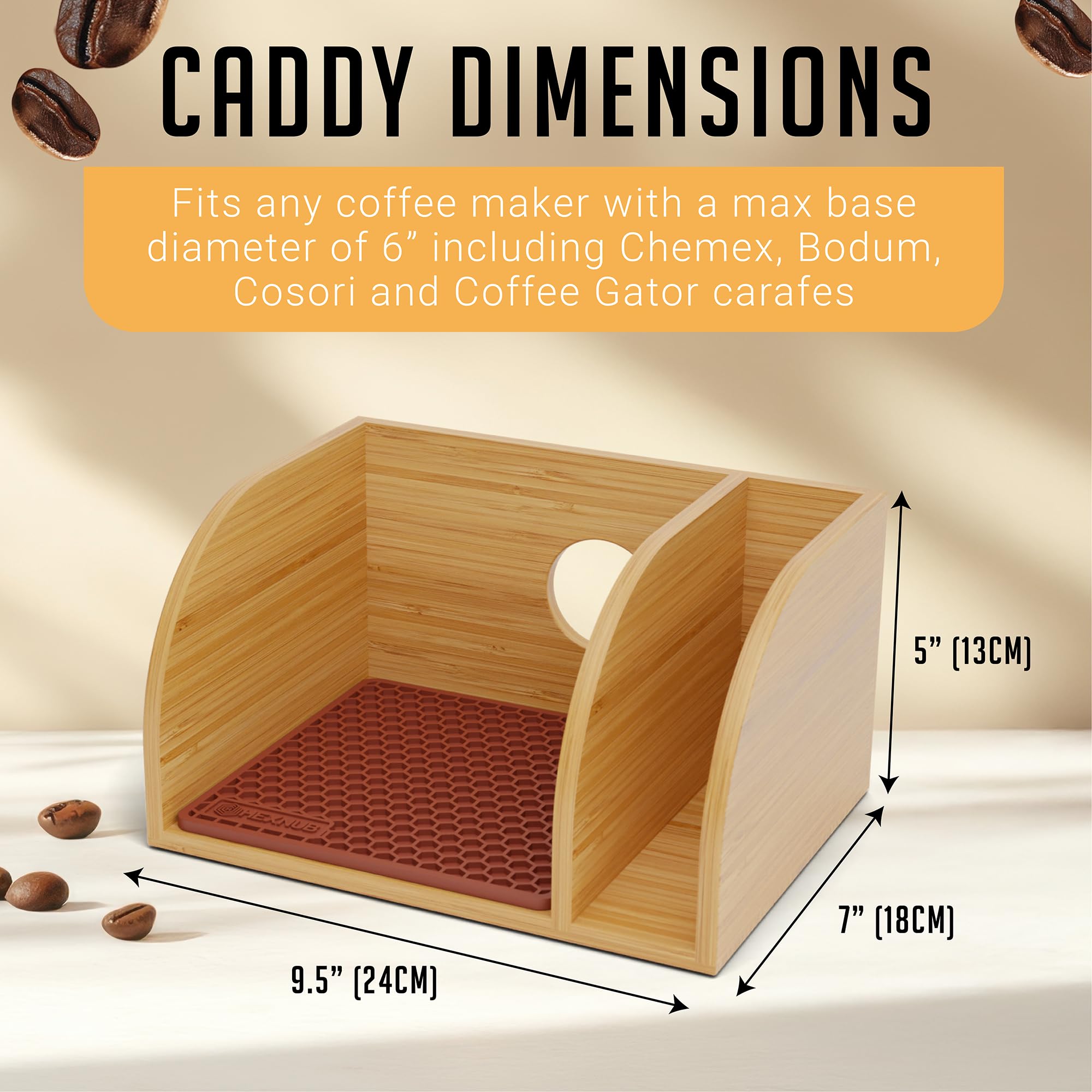 HEXNUB Bamboo Coffee Dripper Stand - Universal Holder for Chemex, Bodum, Cosori Pour Over Coffee Makers with Heatproof Base | Perfect for Home Brewing, Specialty Coffee Shops & Barista Stations