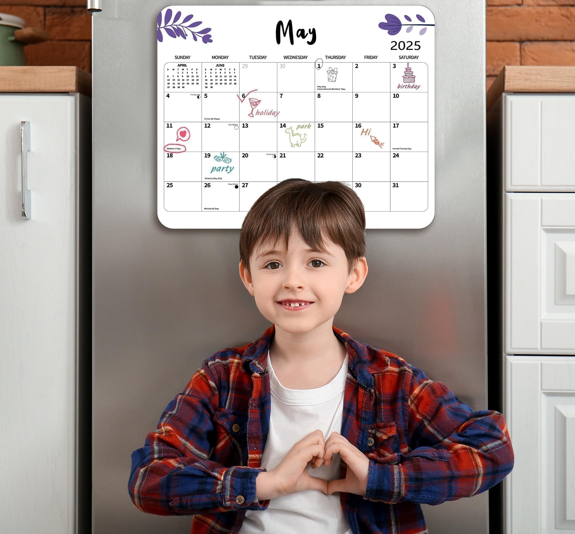 2025 Magnetic Refrigerator Calendar - 12 Month Dry Erase Wall Planner (8