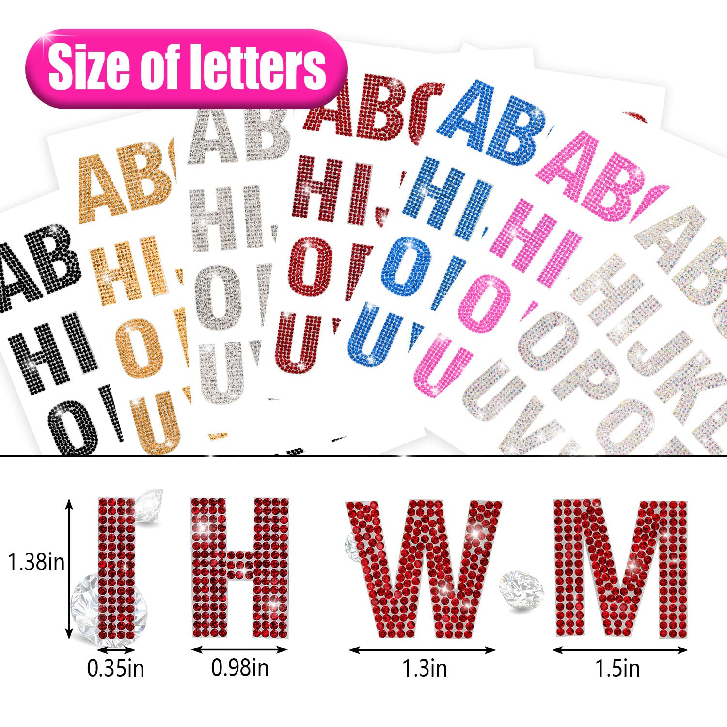 Glitter Rhinestone Alphabet Letter Stickers - 26 Self-Adhesive Letters for DIY Crafts, Scrapbooking, Home Decor & Nail Art (Red) - Perfect for Party Invitations, Gift Wrapping & School Projects