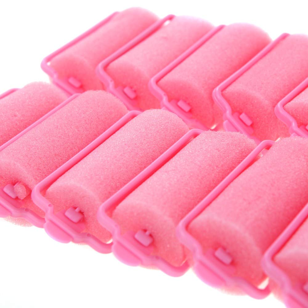 12pcs Magic Sponge Foam Hair Rollers - Pink Styling Curlers for Salon & Home Use, Soft Twist Tools for Voluminous Curls (Great for Parties, Weddings & Daily Styling)