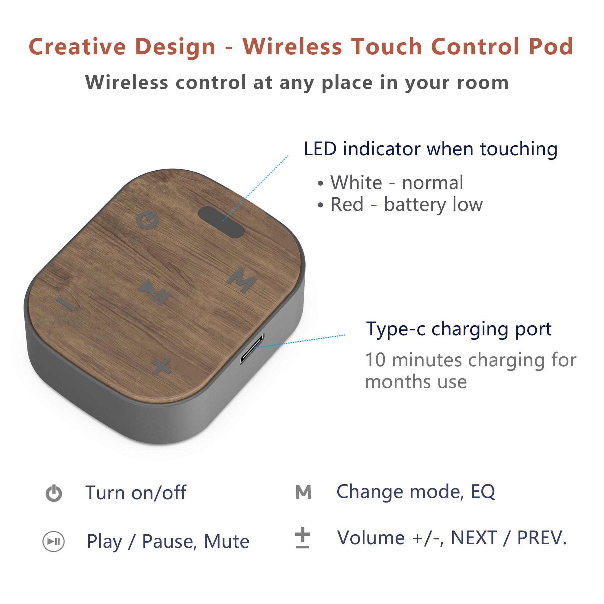 Wireless Bluetooth Computer Speakers with Touch Control for PC, Laptop & Desktop - Stereo Gaming Speakers with 4 EQ Modes, Modern Design (2024 Model) - Perfect for Home Office, Gaming & Music Streaming