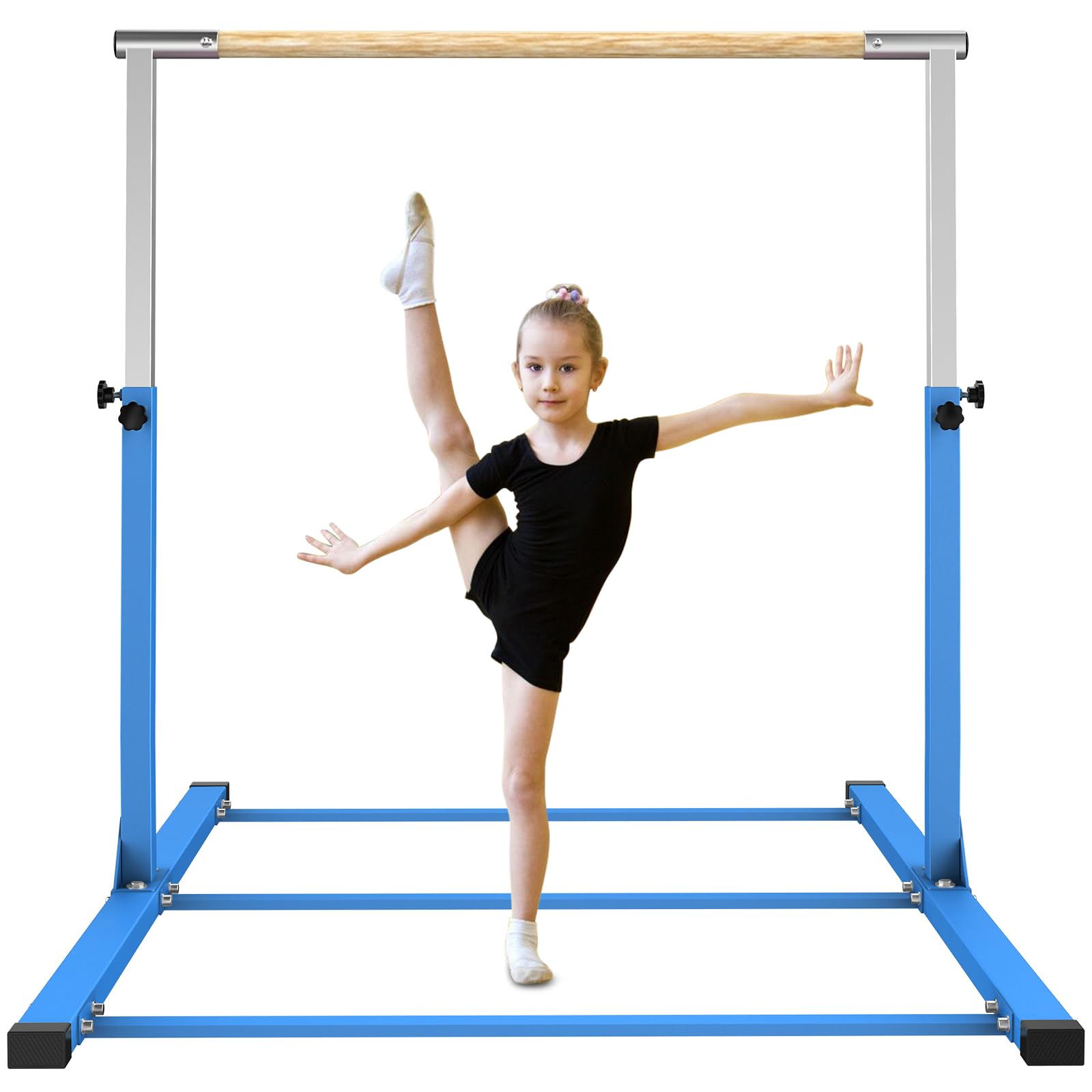 SHIWEI Adjustable Gymnastics Bar for Kids - 3' to 5' Height Horizontal Kip Training Bar - Perfect for Home Practice, Backyard Play & Gymnastics Skill Development