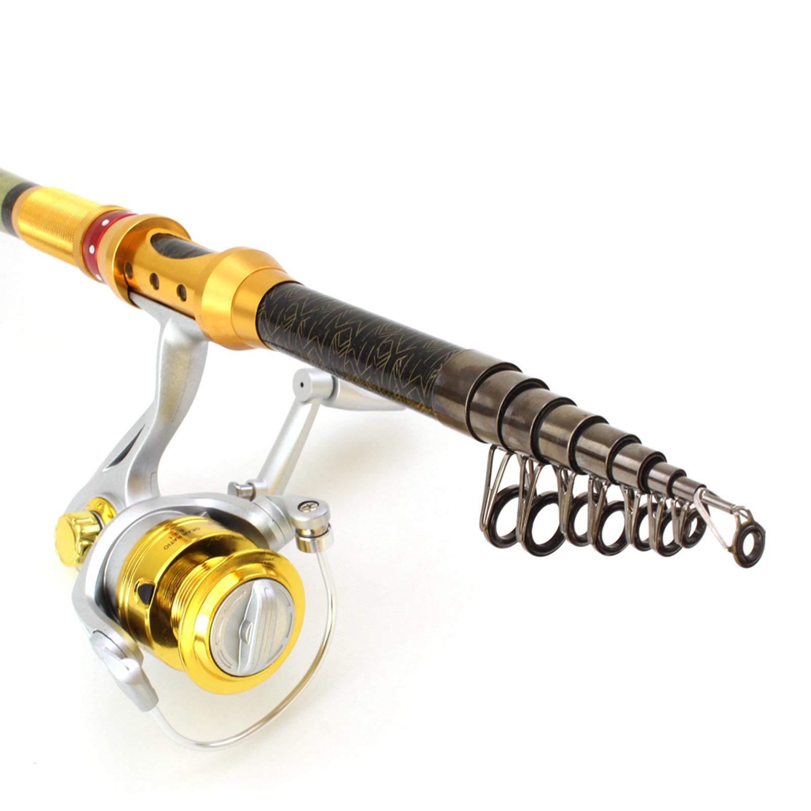 ZYHYD Carbon Fiber Telescopic Fishing Rod & 10BB Spinning Reel Combo Set with Carry Bag - Portable Travel Fishing Gear for Freshwater & Saltwater Fishing (Includes Free Fishing Line) - Perfect for Beach, Lake, River and Outdoor Adventures