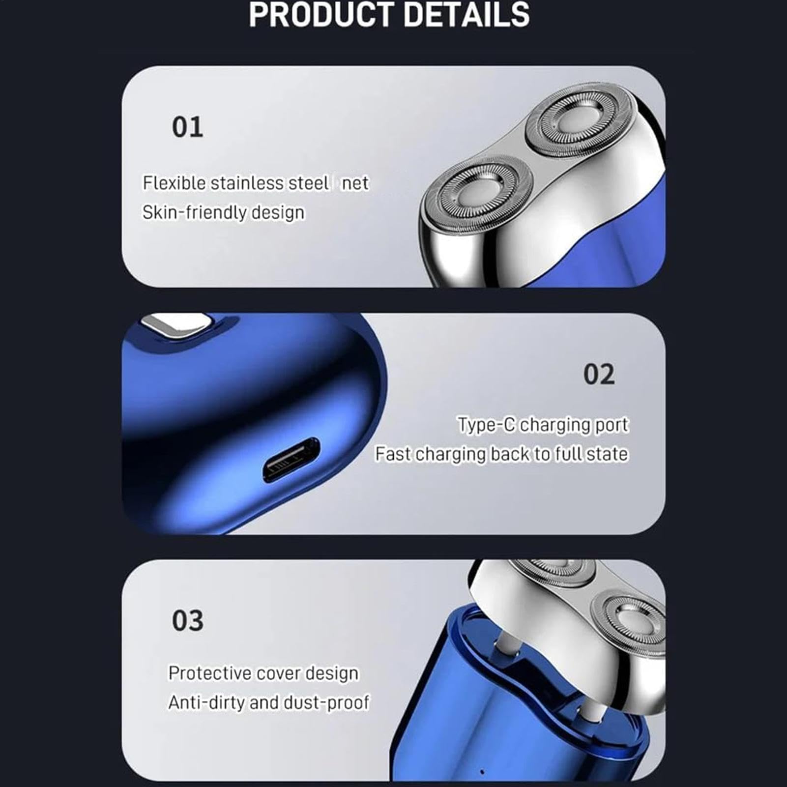 2024 Waterproof Rechargeable Electric Shaver for Men - Dual Rotary Head Wet/Dry Shaver with Powerful Motor | Portable Travel Shaver for Face & Body Grooming | Perfect for Home, Gym & Business Trips