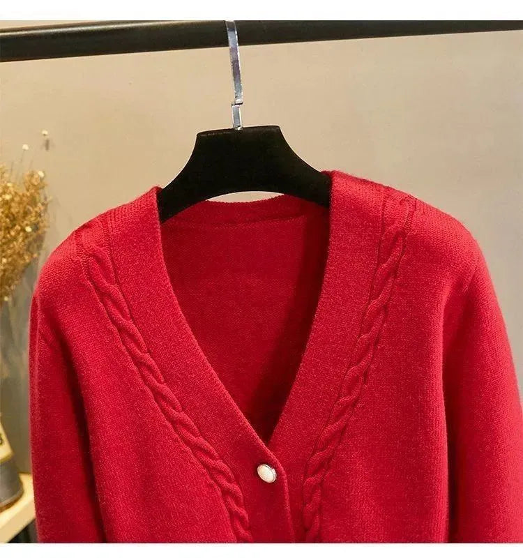 Women's V-Neck Cardigan Sweater - Soft & Stylish Knit Pullover for Casual Wear, Office & Layering