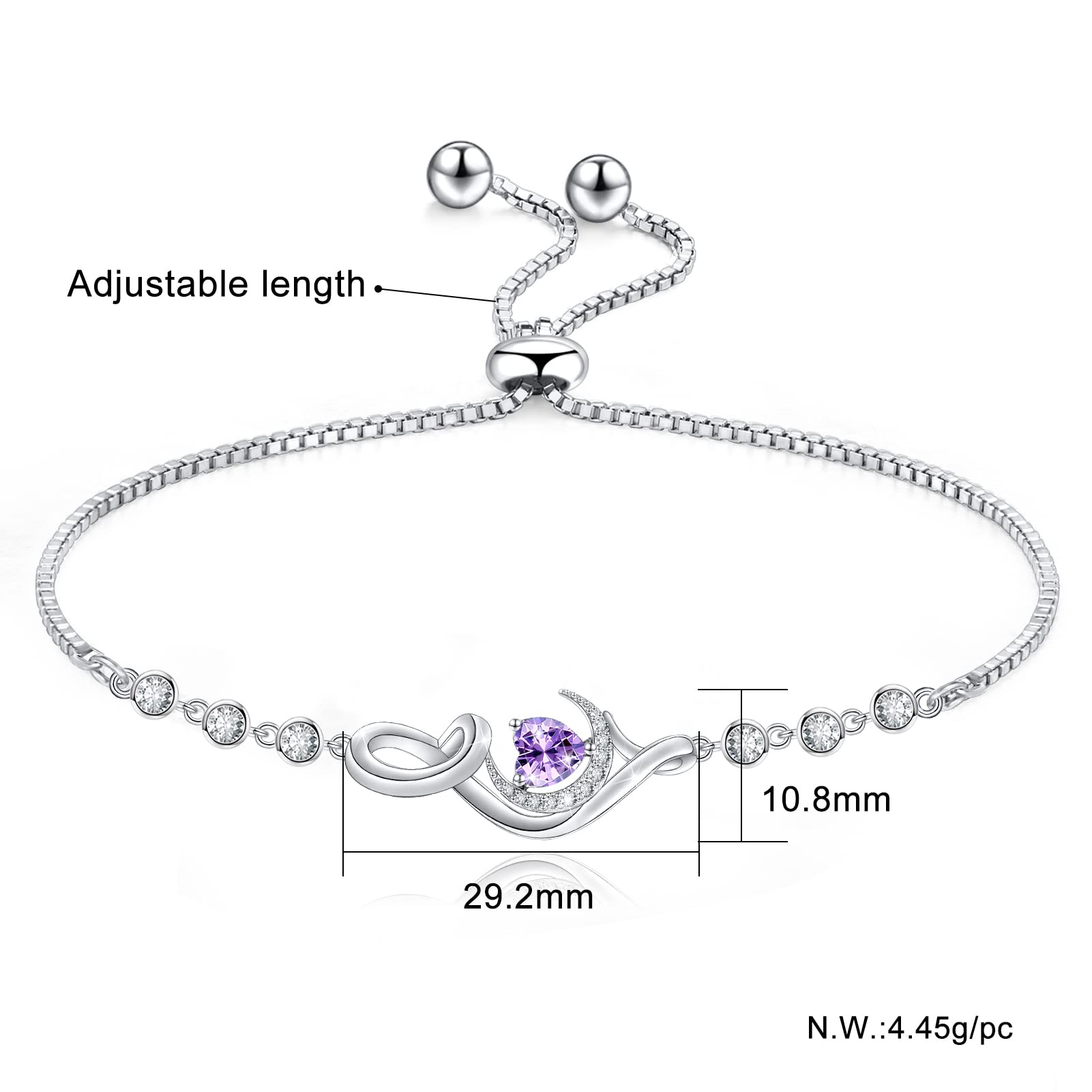 S925 Sterling Silver Birthstone Charm Bracelet for Women - Personalized Distance Bracelet for Mom, Daughter, Wife - Perfect Mother's Day, Birthday, Valentine's Day & Anniversary Jewelry Gift - Ideal for Long-Distance Relationships, Special Occasions & Everyday Wear