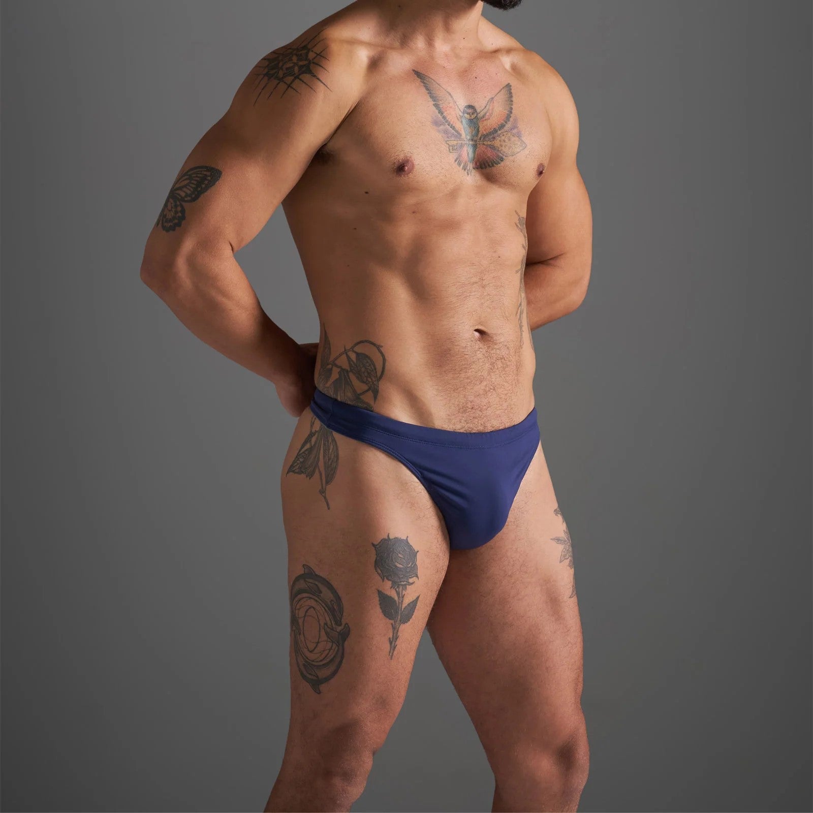 Teamm8 Standard Swim Thong - Navy Blue Men's Swimwear for Beach, Pool & Water Sports | Comfortable & Stylish Swim Briefs