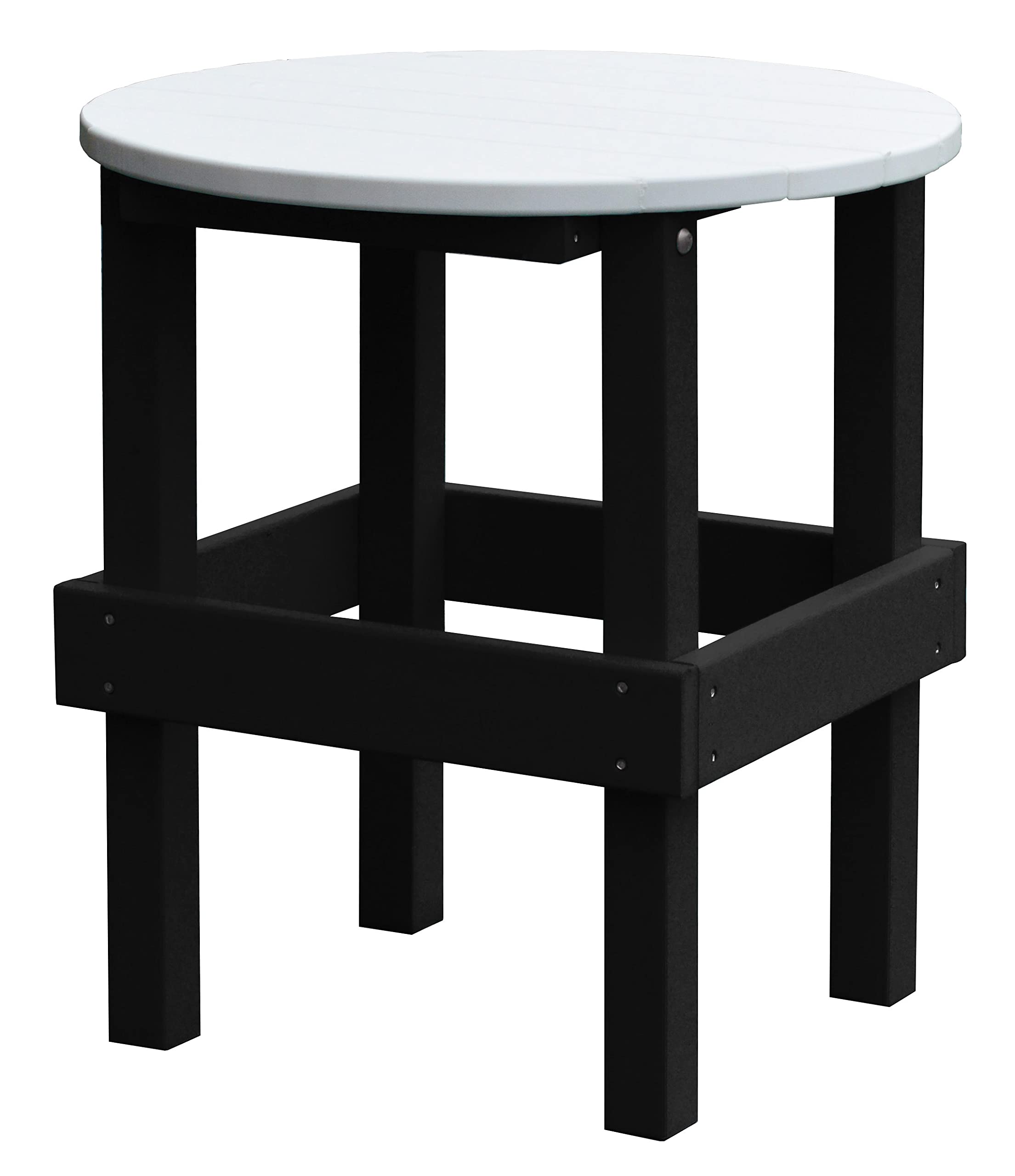Round Side Table with Black Base & White Top - Modern Poly Furniture for Living Room, Bedroom, or Patio - Durable & Stylish Accent Table by Furniture Barn USA
