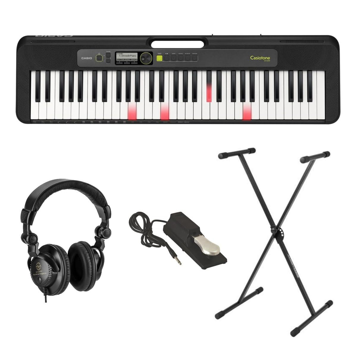 Casio LK-S250 61-Key Lighted Keyboard Piano with Stand, Headphones & Sustain Pedal - Portable Digital Piano for Beginners, Home Practice & Music Learning