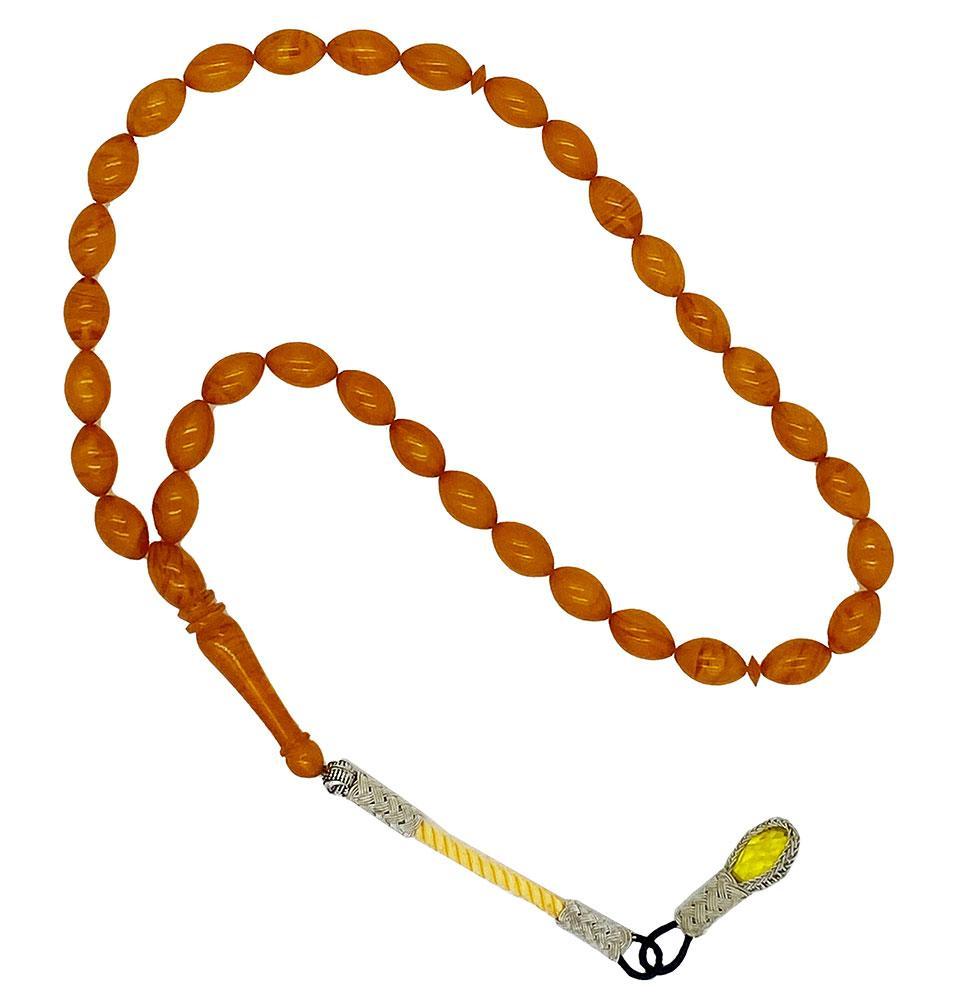 Premium Islamic Tasbih Prayer Beads - 33 Count Genuine Orange Amber Beads for Muslim Prayer, Meditation & Spiritual Relaxation