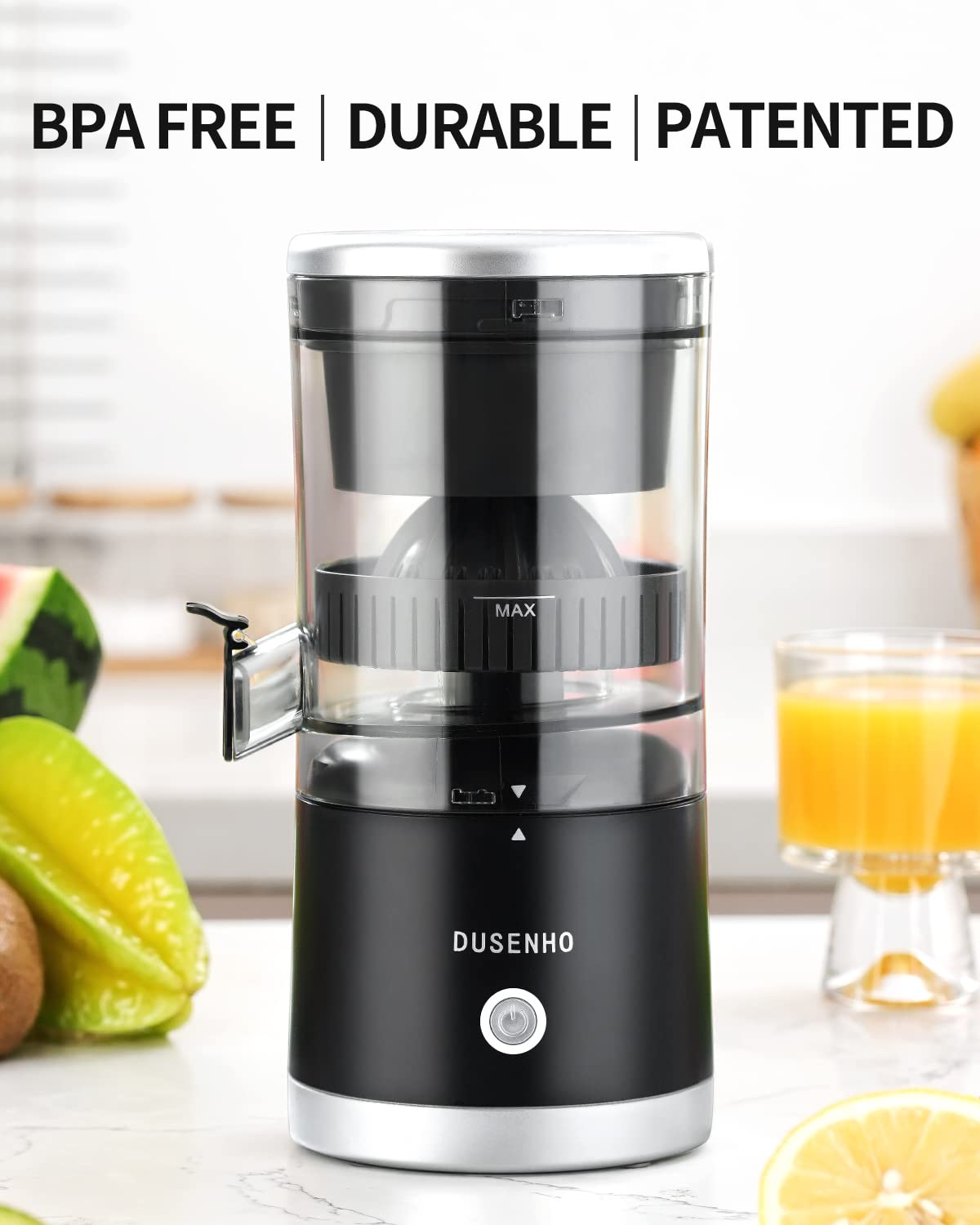 Rechargeable Citrus Juicer - Portable USB Electric Juicer for Oranges, Lemons & Grapefruits with Cleaning Brush | Perfect for Travel, Camping & Home Kitchen Use