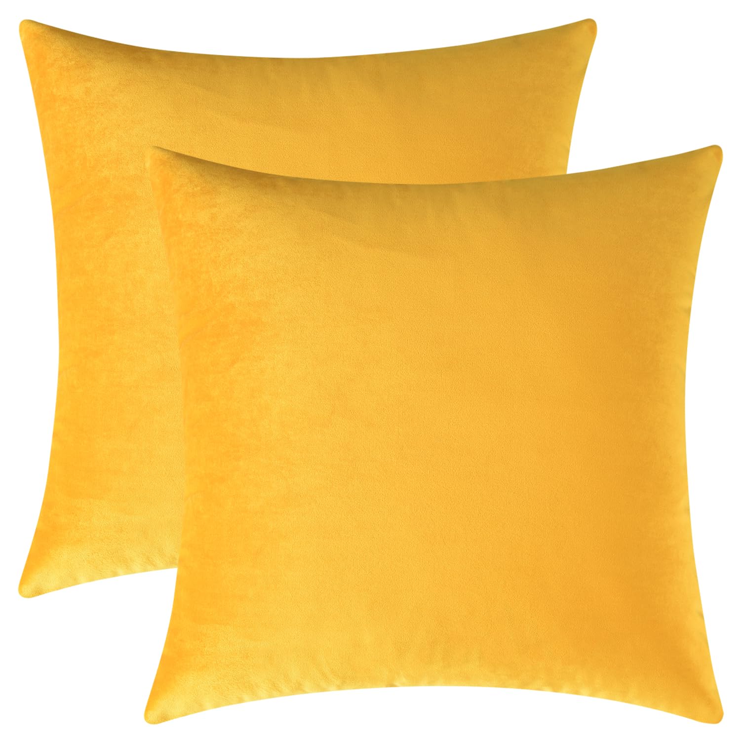 Luxury Velvet Throw Pillow Covers Set of 2 - 20x20 Inch Soft Decorative Cushion Covers for Sofa, Couch & Bed - Mustard Yellow Home Decor - Perfect for Living Room, Bedroom & Cozy Home Styling