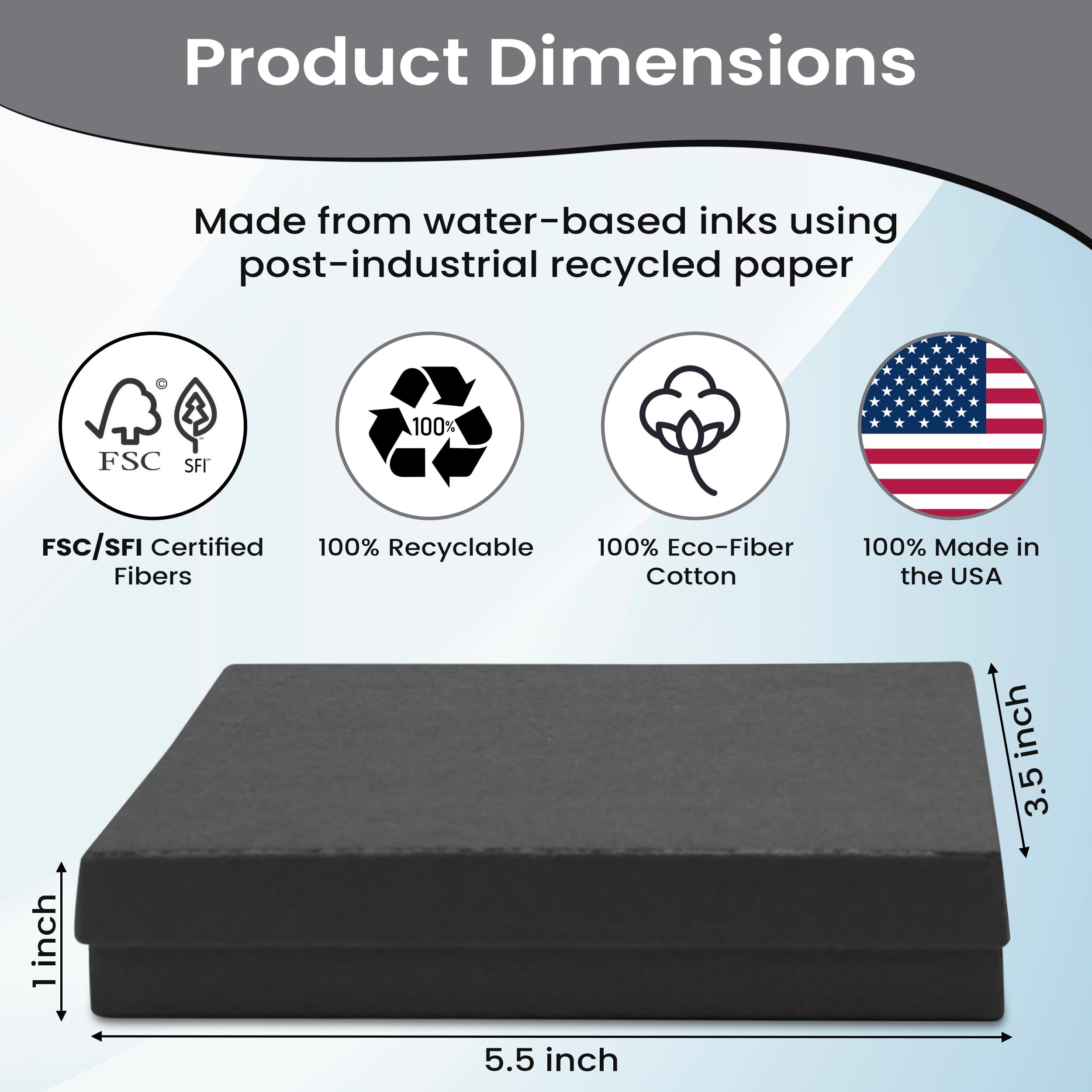 10 Pack Black Jewelry Gift Boxes 5.5x3.5x1 Inch - Premium Cardboard Jewelry Storage Box with Cotton Filling & Lid - Made in USA - Perfect for Bracelets, Necklaces, Rings, Earrings - Great for Wedding, Birthday Gifts & Retail Display