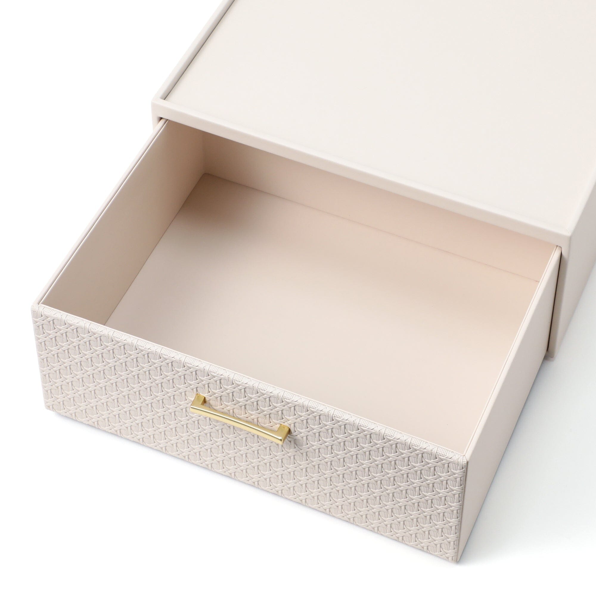 Embossed Stacking Drawer Organizer - Small Ivory Storage Box for Jewelry, Makeup & Office Supplies | Compact Drawer Organizer for Bedroom, Bathroom & Desk Organization