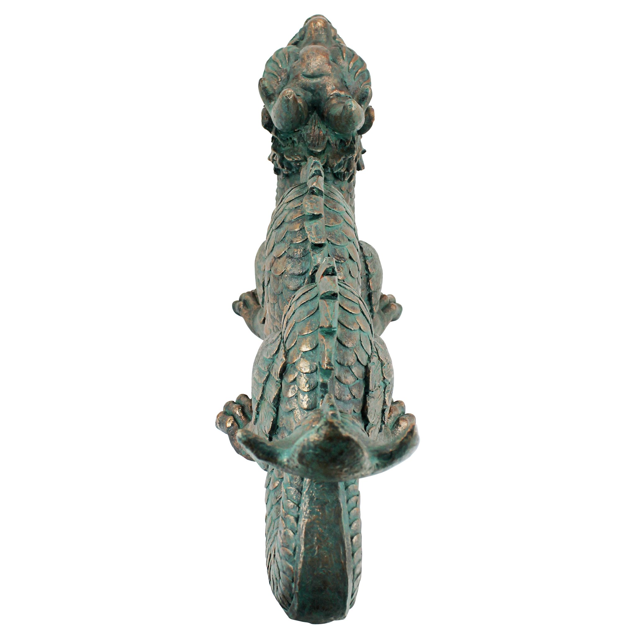 Design Toscano Asian Dragon of the Great Wall Garden Statue - 29 Inch Large Cast Stone Resin Outdoor Decor with Green Bronze Verdigris Finish - Perfect for Asian-Themed Gardens, Patios, and Landscape Design