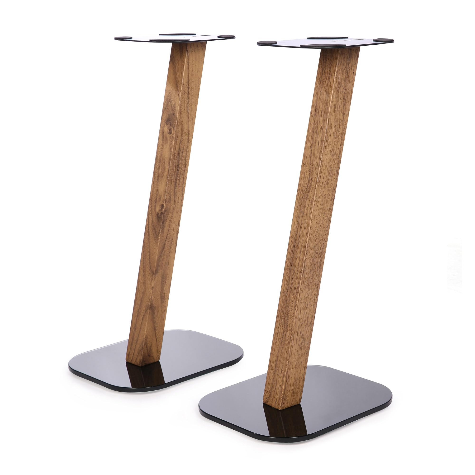 EXIMUS 610 Series Universal Speaker Floor Stands - Adjustable Height, Oak Finish - Perfect for Home Theater, Studio Monitors & Bookshelf Speakers