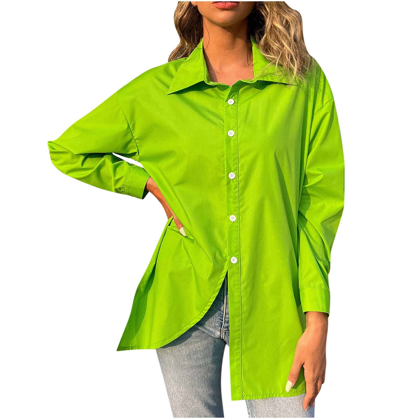 2023 Women's Button Down Shirts - Elegant Long Sleeve Chiffon Blouses for Fall | Casual & Work Fashion | Satin V-Neck Tops | Perfect for Office, Date Night & Everyday Wear