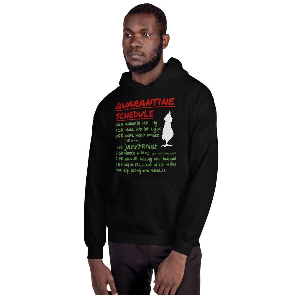 Quarantine Gifts Hoodie - Comfortable Social Distancing Sweatshirt with Quarantine Schedule Design - Perfect for Stay-at-Home, Work from Home, and Pandemic Comfort Wear