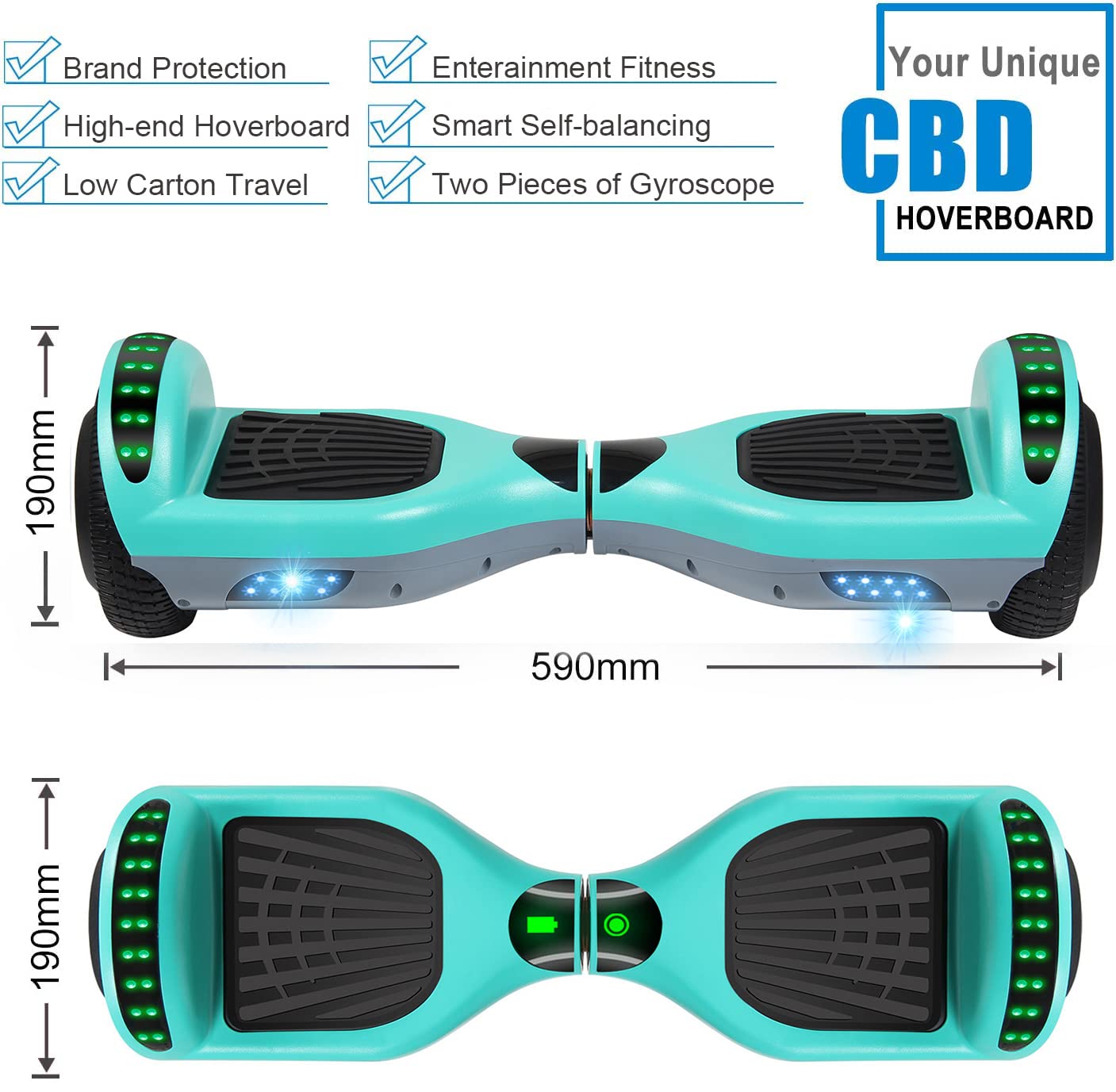 Premium CBD Scooter with Dazzling LED Lights & Dual 300W Motors - 6.5