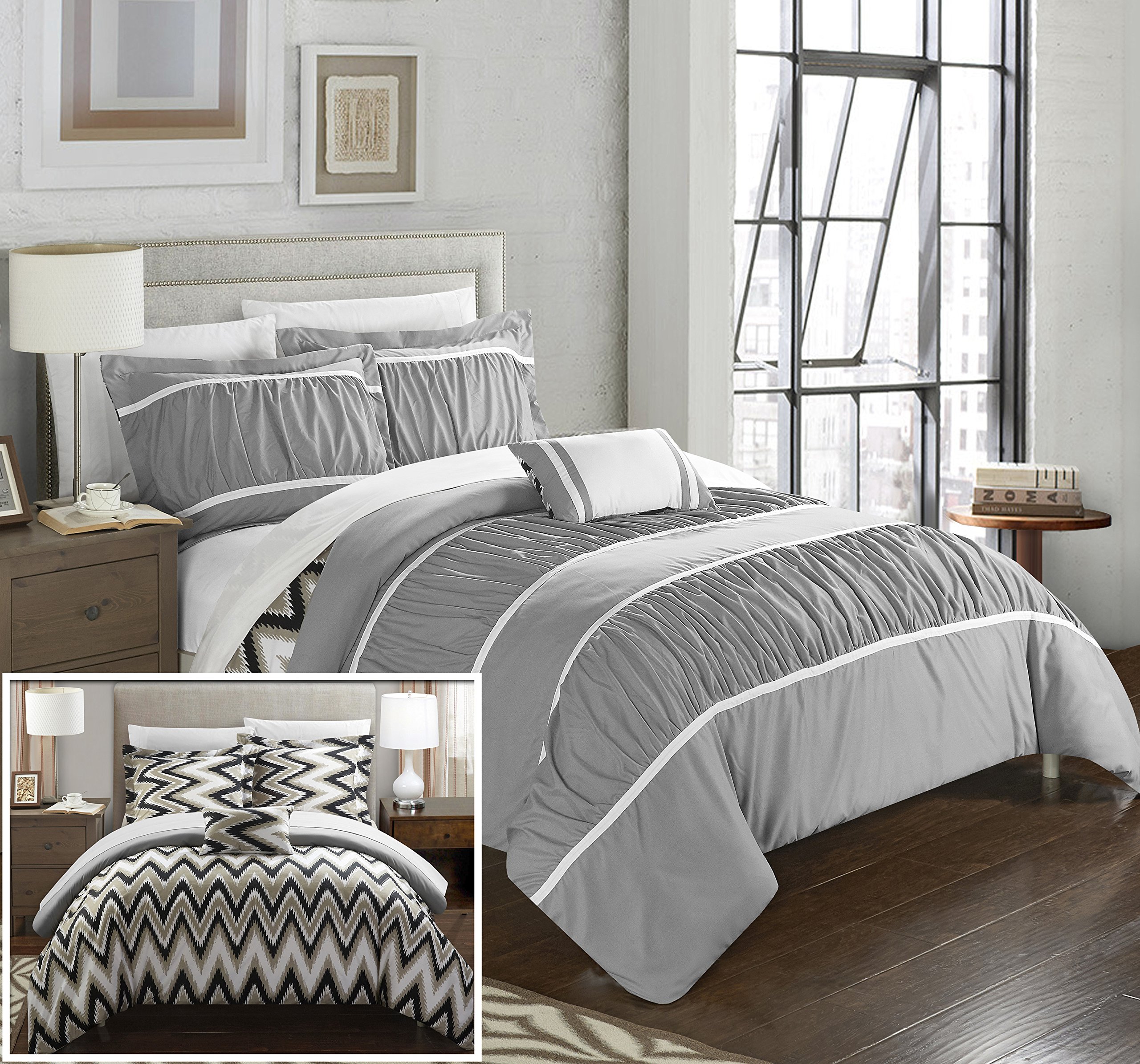 Chic Home Bella 4-Piece King Size Comforter Set - Soft Grey Bedding Collection for Luxurious Bedroom Decor | Perfect for Master Bedrooms, Guest Rooms & Cozy Retreats