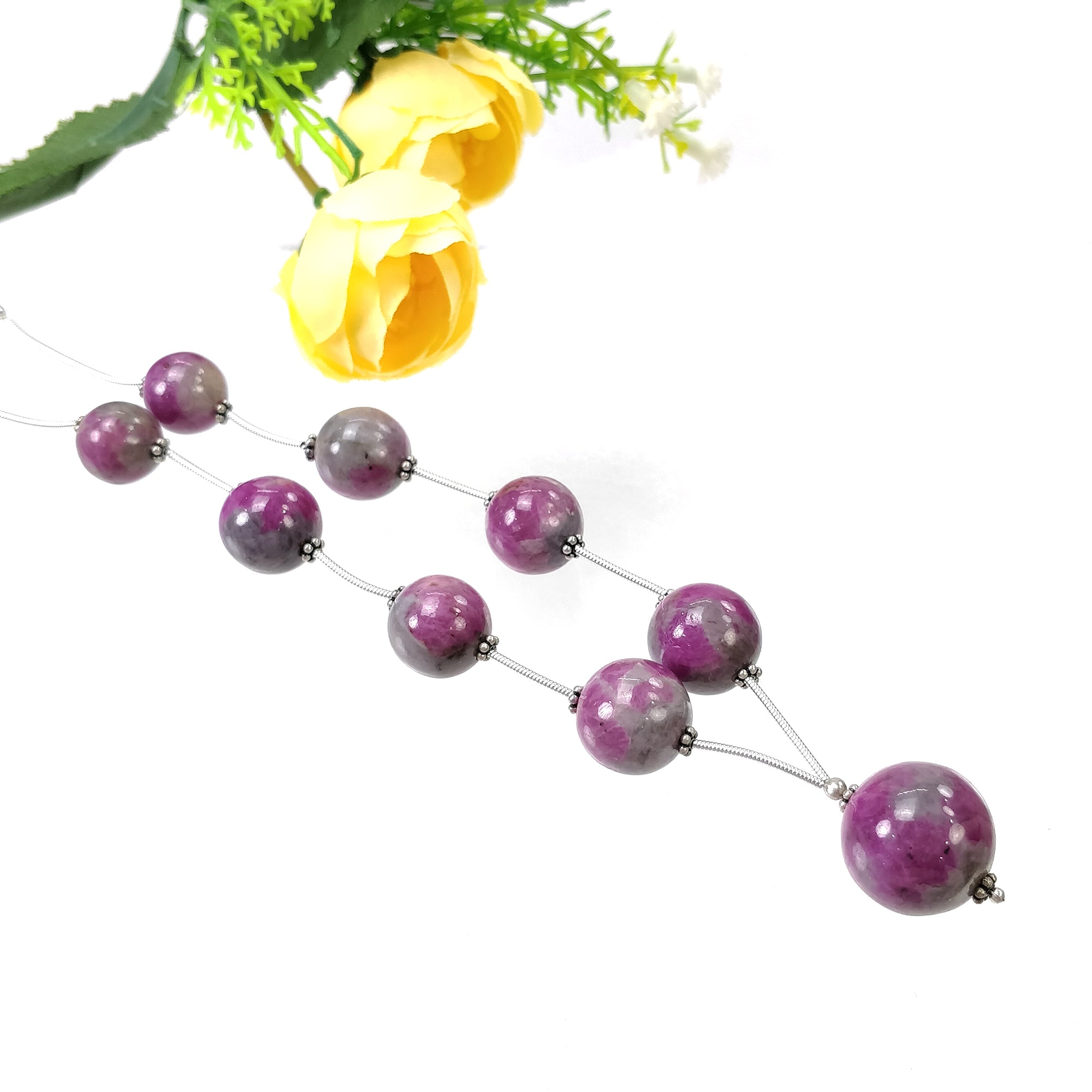 Natural Untreated Bi-Color Zoisite Ruby Loose Beads - 205.20cts Gemstone Balls (11.5mm-16.5mm) for Jewelry Making, DIY Crafts & Healing Crystal Collections