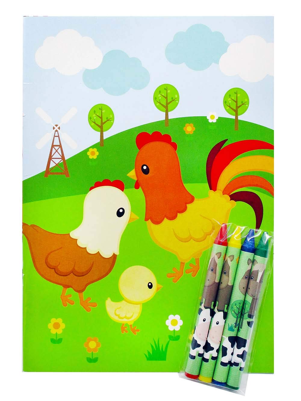 Tiny Mills Farm Animals Coloring Books with Crayons - 12 Pack Coloring Books & 48 Crayons Set | Fun Barnyard Party Favors, Kids Birthday Gifts, Classroom Activities, Favor Bag Fillers, Farm Animal Themed Party Supplies