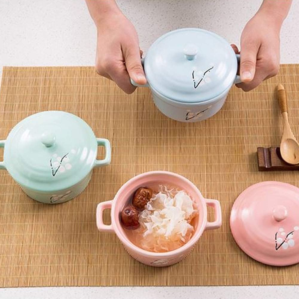 YTTZZ Mini Ceramic Casserole Soup Pot with Handle - 1.5QT Ceramic Cookware for Cooking, Stewing & Baking - Oven & Stovetop Safe Milk Egg Stew Pan - Printed Kitchen Cookware (Color B) - Perfect for Soups, Stews, Milk Heating & Small Batch Cooking