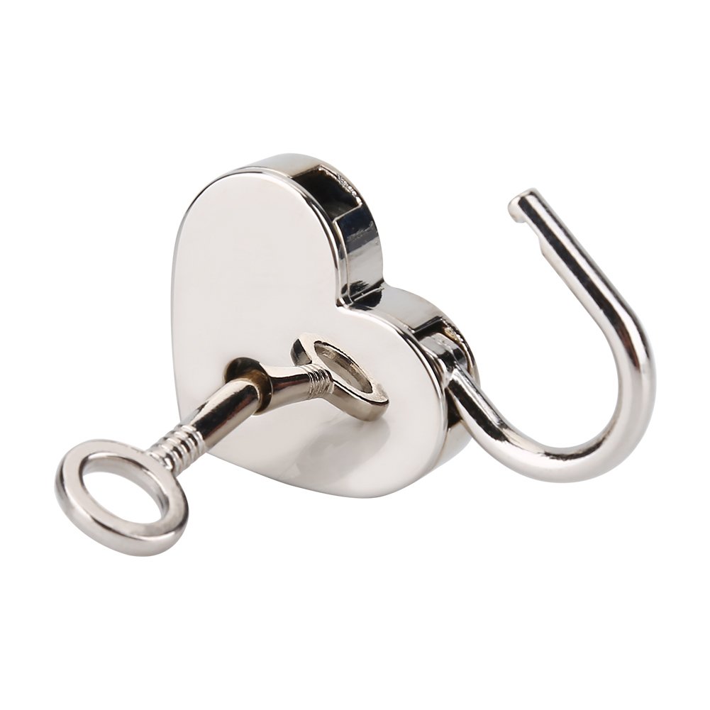 2 Pcs Small Heart Shaped Padlock With Key - Mini Lock for Luggage, Diary, Book & Jewelry Box - Silver - Perfect for Travel, School & Gift Giving
