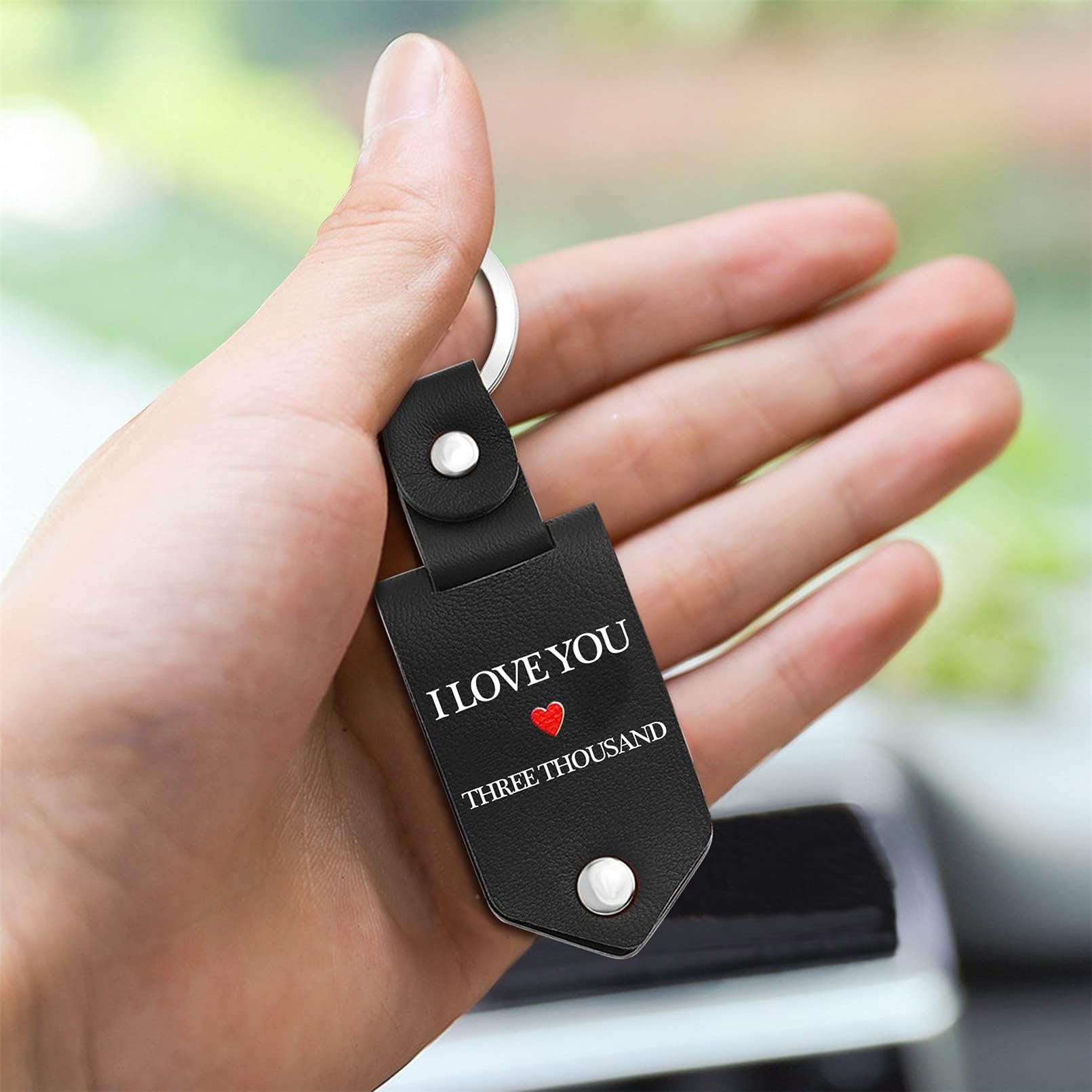 Personalized Genuine Leather Keychain for Men - Custom Photo & Engraved Name Key Ring - Unique Gift for Dad, Husband, Father - Perfect for Birthdays, Anniversaries & Special Occasions