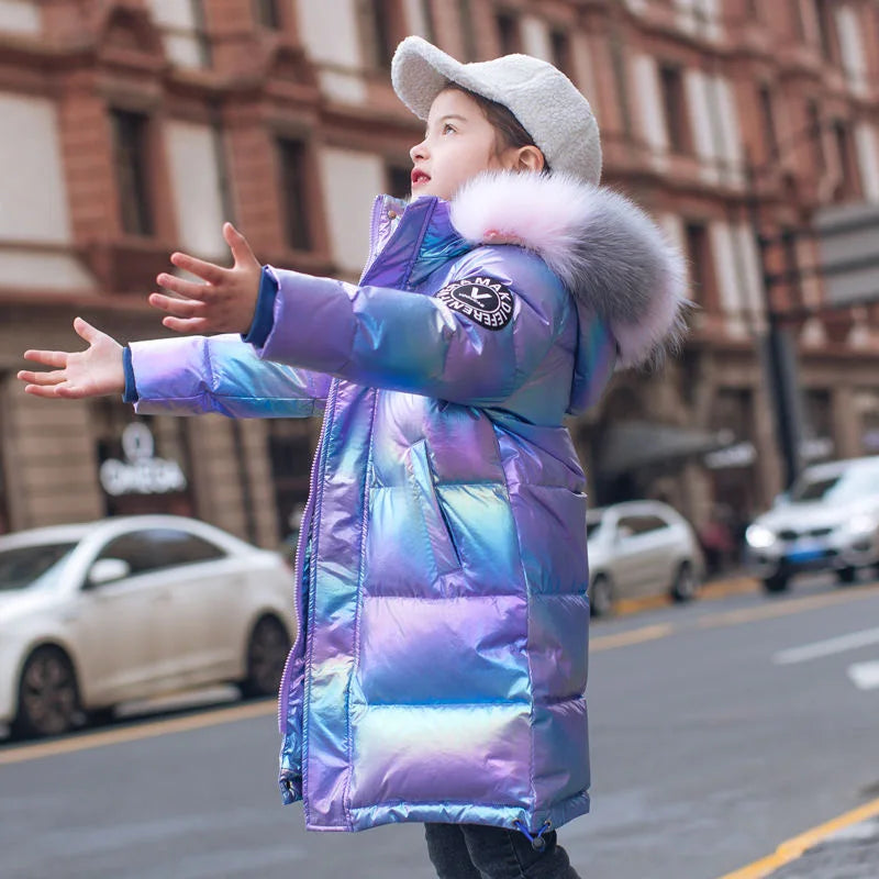 2023 Winter Down Jacket for Girls - Waterproof Shiny Hooded Coat for Kids 5-14 Years | Warm Outerwear Parka Snowsuit for Cold Weather & Outdoor Activities