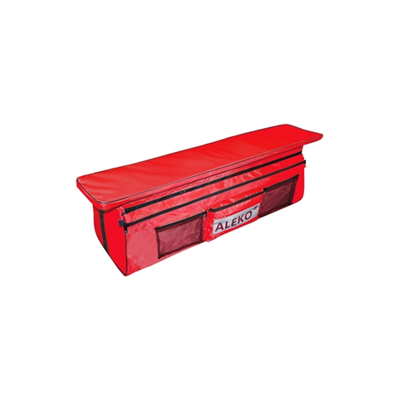 Aleko Boats Waterproof Inflatable Boat Seat Cushion with Storage Bag & Pockets - 33x8 Inches, Red - Perfect for Fishing, Kayaking, and Boating Comfort