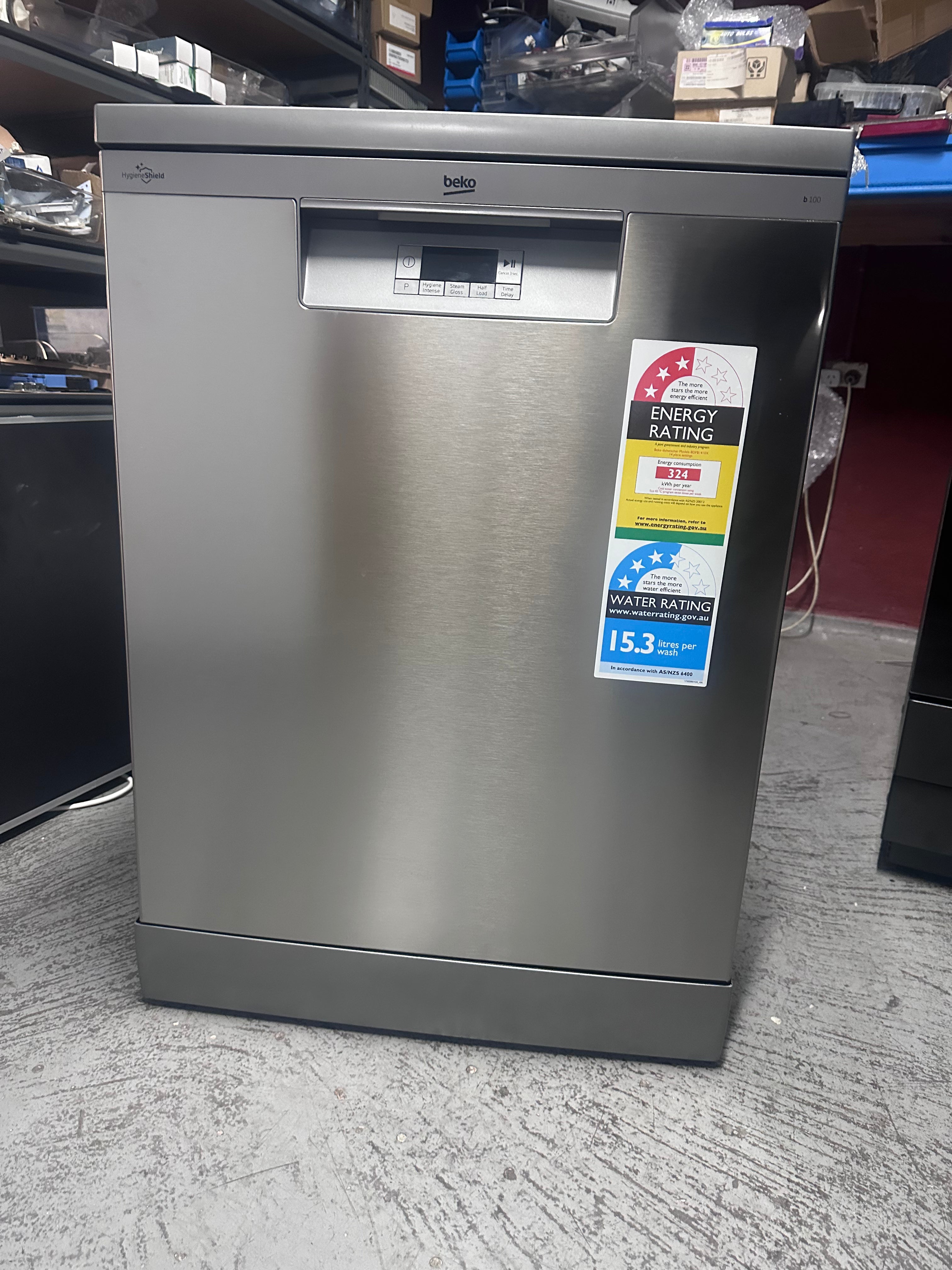 Beko BDFB1410X 14 Place Freestanding Dishwasher - Stainless Steel, Made in Europe (Carton Damaged) - Perfect for Large Families & Open Kitchen Spaces