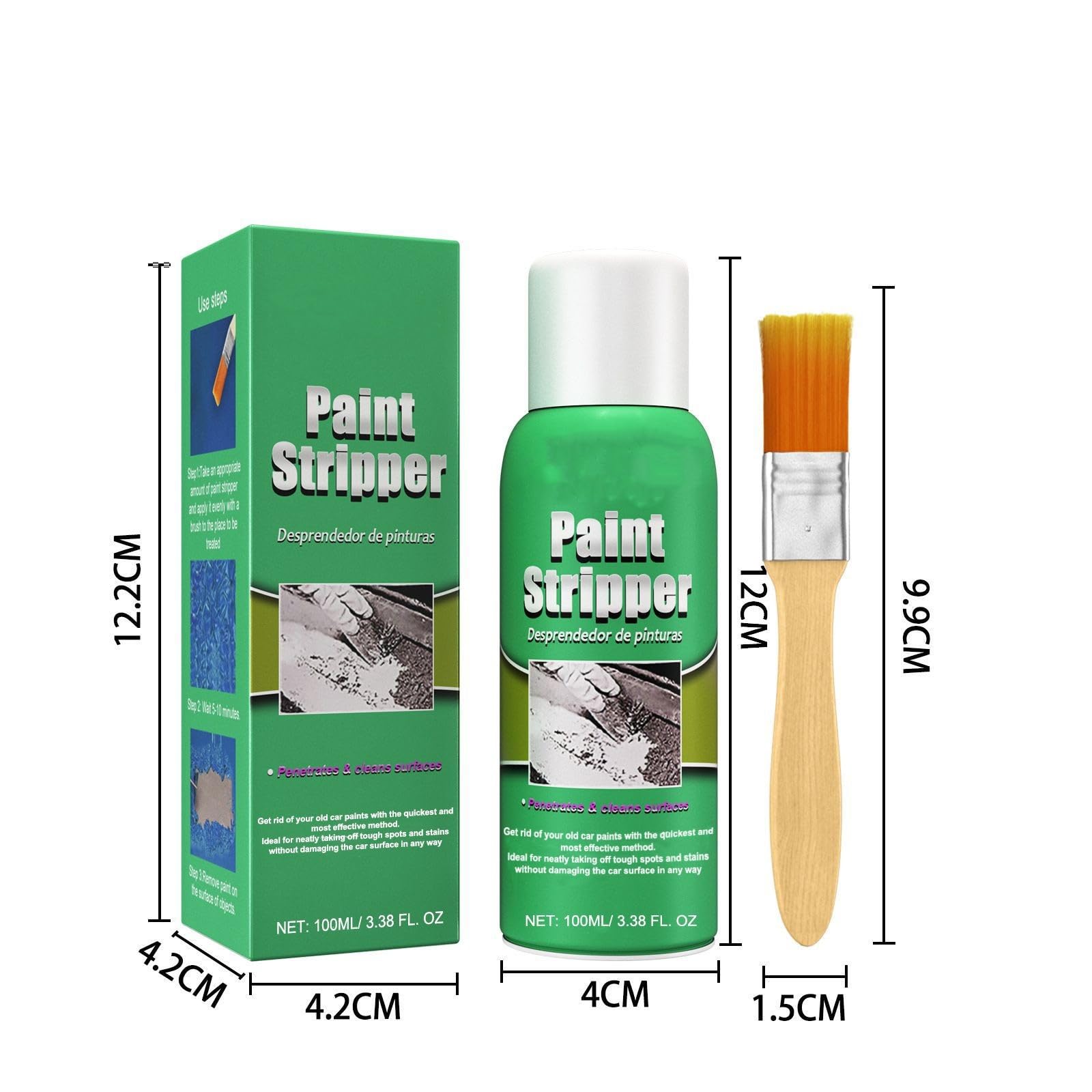 Efficient Paint Stripper for Metal & Automotive Surfaces - Heavy-Duty Paint Remover with Brush (2-Pack) - Perfect for Car Restoration, DIY Projects & Industrial Use
