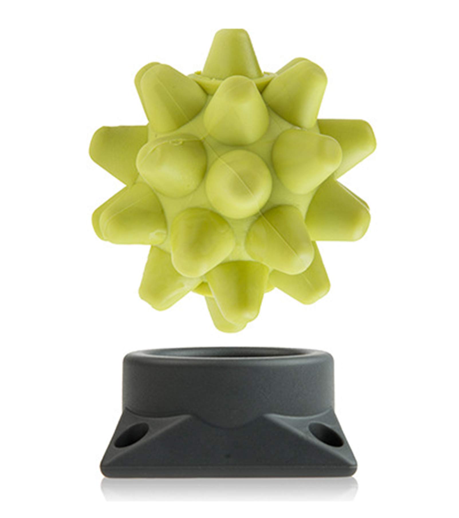 Deep Tissue Massage Ball with Spikes - Foot & Back Massager for Plantar Fasciitis Relief, Spiked Roller Ball with Removable Base for Muscle Pain - Perfect for Home, Gym & Office Use (Yellow with Ball Base)