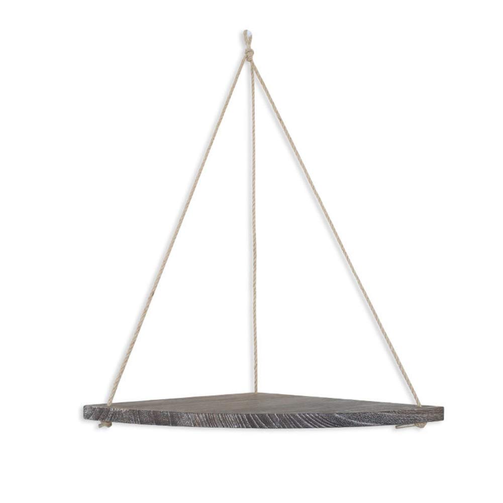 Ochine Plant Floating Hanging Shelf - Natural Hemp Rope Fan-Shaped Corner Wall Shelf for Living Room, Bedroom, Bathroom - Wall Mounted Display Storage Rack for Plants, Books, Decor Items