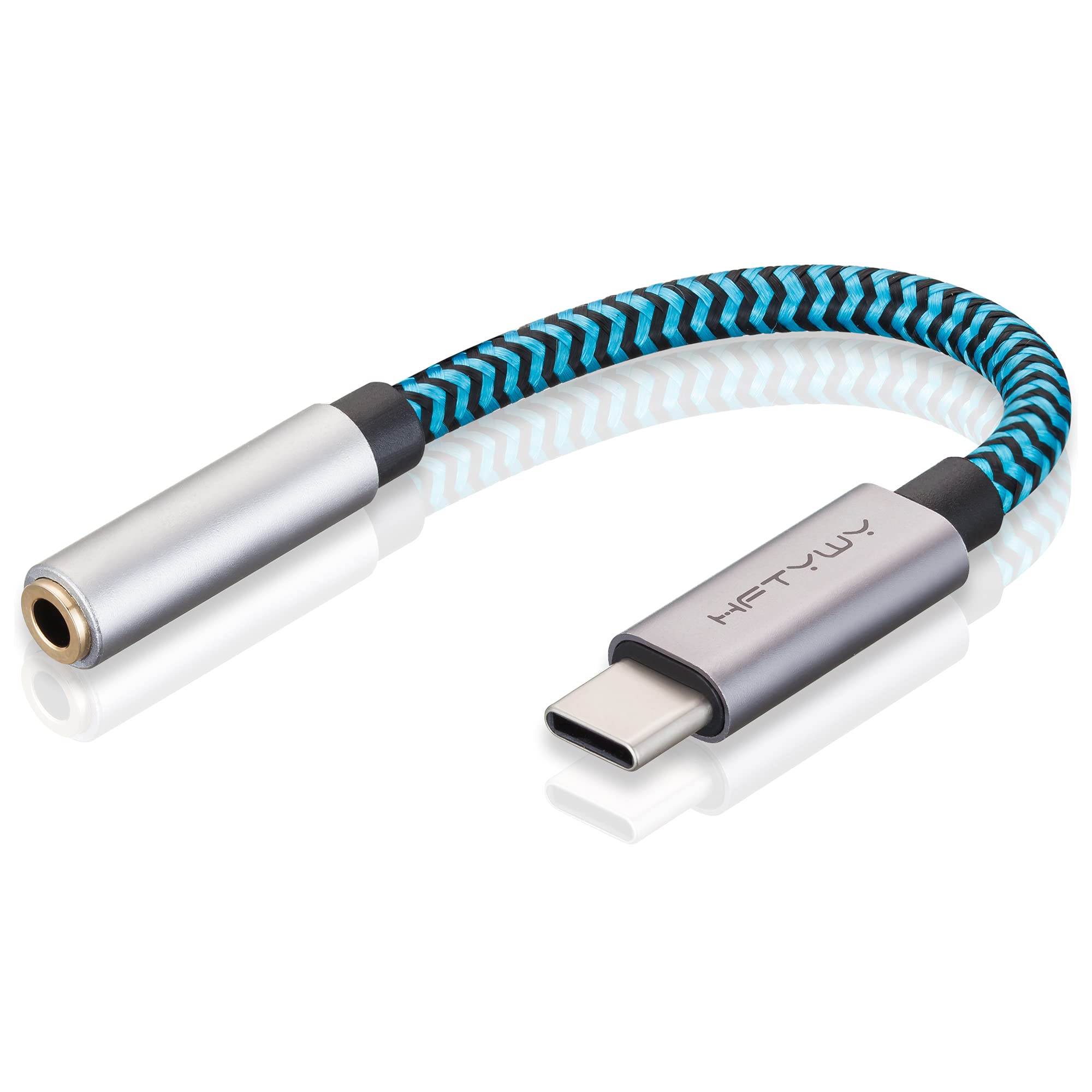 USB C to 3.5mm Headphone Adapter Cable 1ft - Hi-Res DAC Audio Dongle - USB Type C to AUX Jack Converter for iPhone, Android, Car Stereo, Headphones, Tablets - Perfect for Travel, Commuting & Home Audio