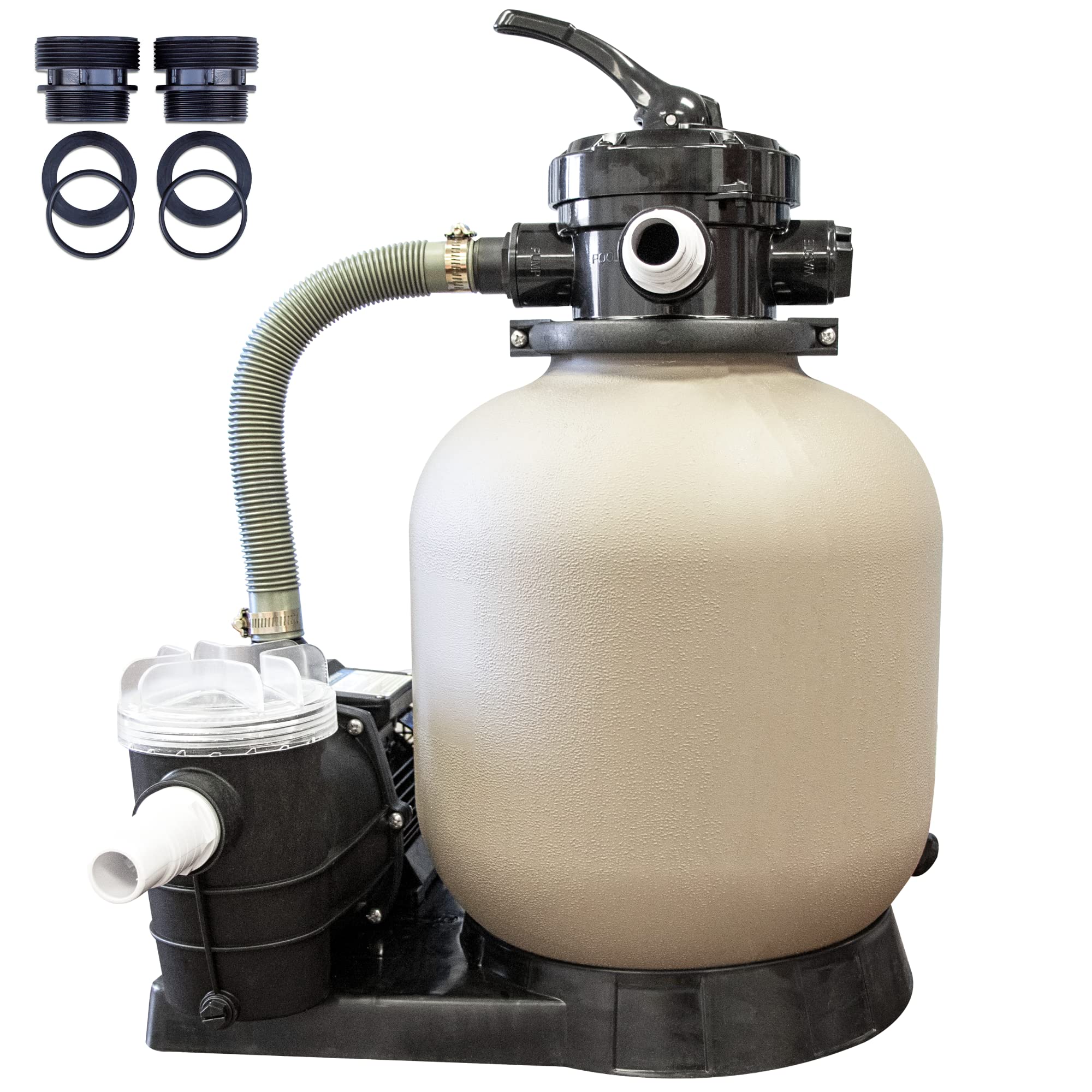 HYDROTOOLS Above Ground Pool Sand & Cartridge Filter Pumps - 12-16 Inch & 8-40 SF Cleaner Systems | 1/3 to 1 HP Pump Options | Compatible with Intex Bestway Soft Sided Pools (40mm to 1.5 Inch Hose) | Perfect for Backyard Swimming Pool Maintenance & Water Filtration