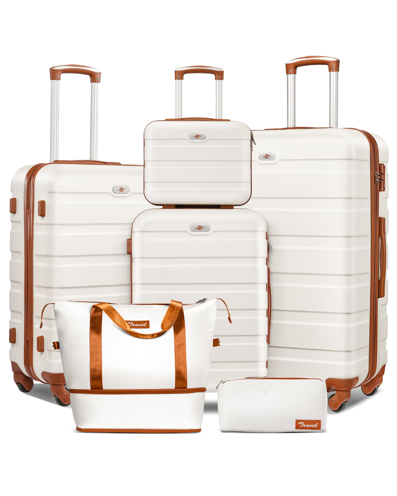 Suitour 6-Piece Lightweight Hardshell Luggage Set with 360° Spinner Wheels - Perfect for Family Travel, Business Trips & Vacation Packing