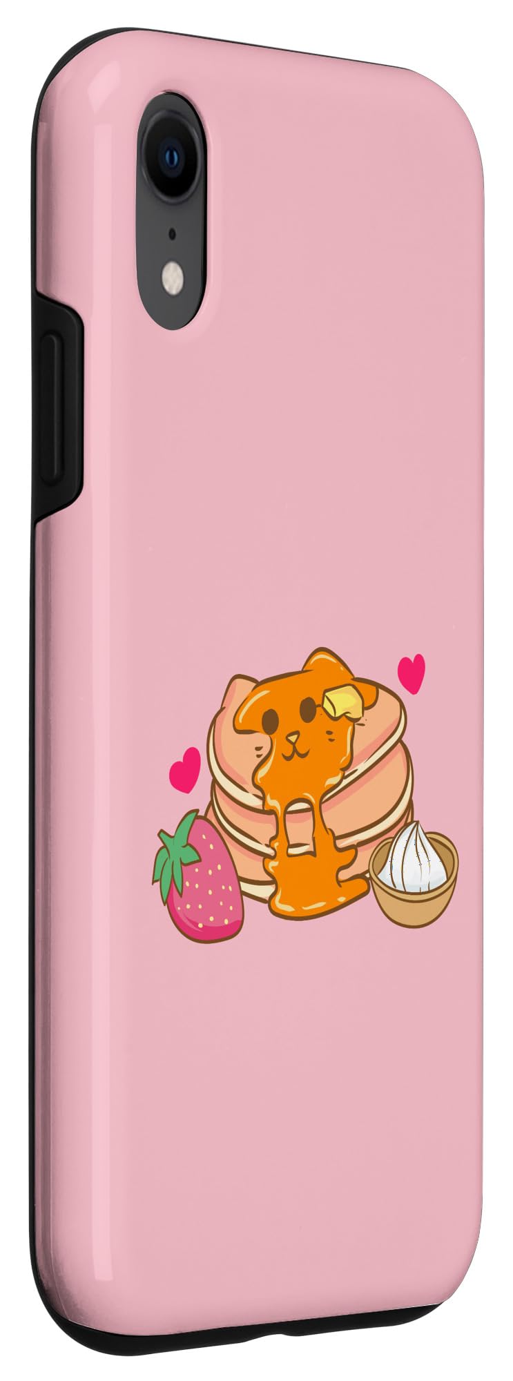 Cute Kawaii Anime Pancake Cat iPhone XR Case - Strawberry & Almond Flour Design - Perfect for Anime Fans & Kawaii Lovers - Great for School, Work & Daily Use