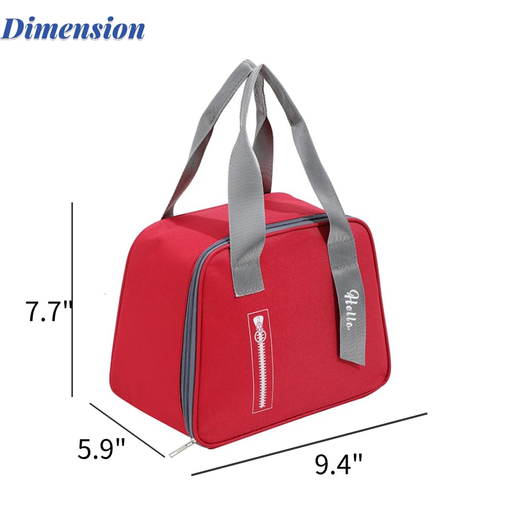 **Insulated Reusable Lunch Box - Leak-Proof Bento Cooler Bag for Men & Women - Perfect for Work, School & Outdoor Activities (Red)**