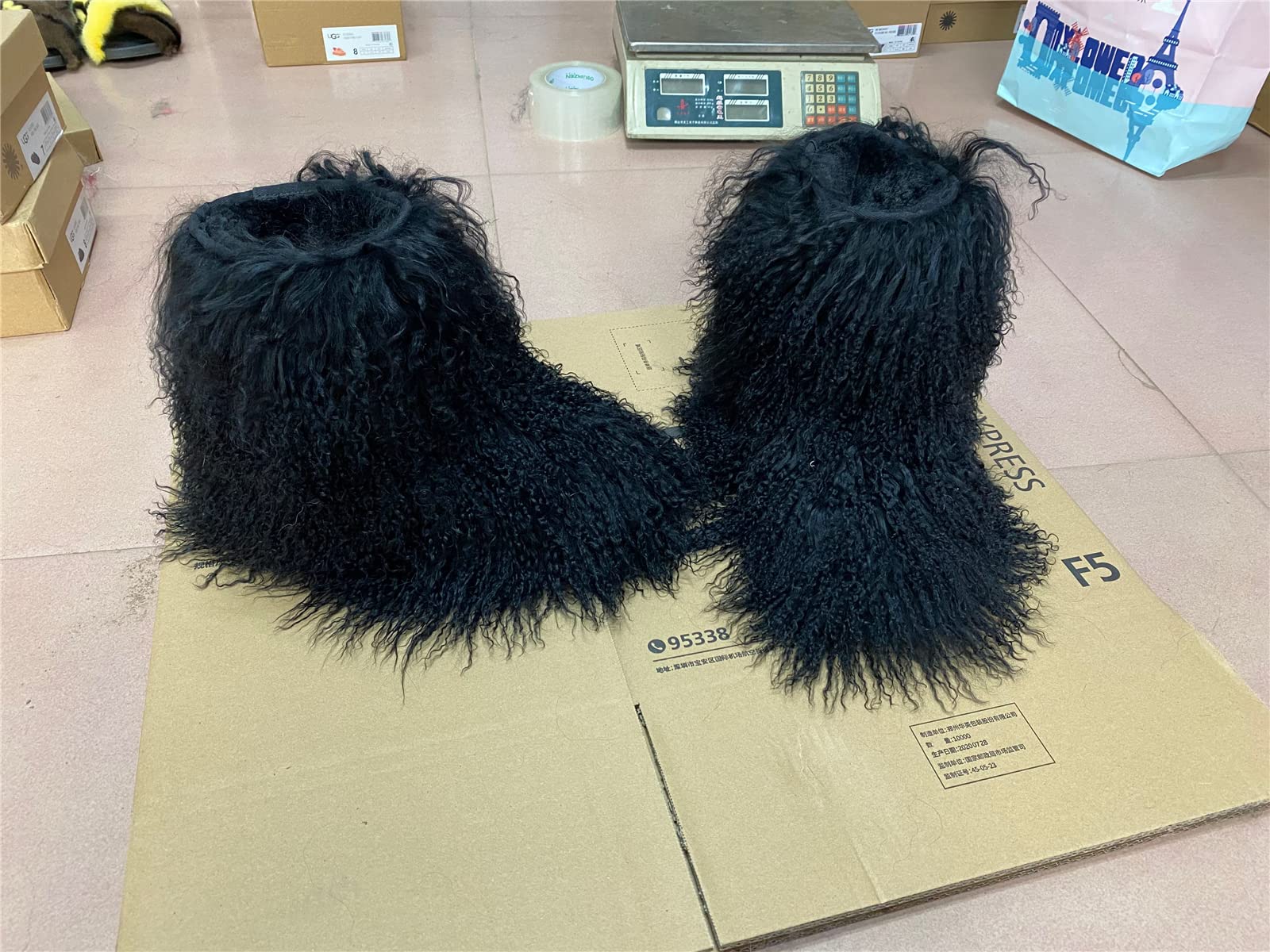 MSD-1 Women's Genuine Mongolian Sheepskin Fur Boots - Long Curly Hair Winter Snow Boots for Ladies & Girls | Waterproof Outdoor Ski Booties with Shearling Lining | Cozy Christmas Gift for Her (Size 7, Black) | Perfect for Cold Weather, Snow Activities & Fashion Winter Outfits
