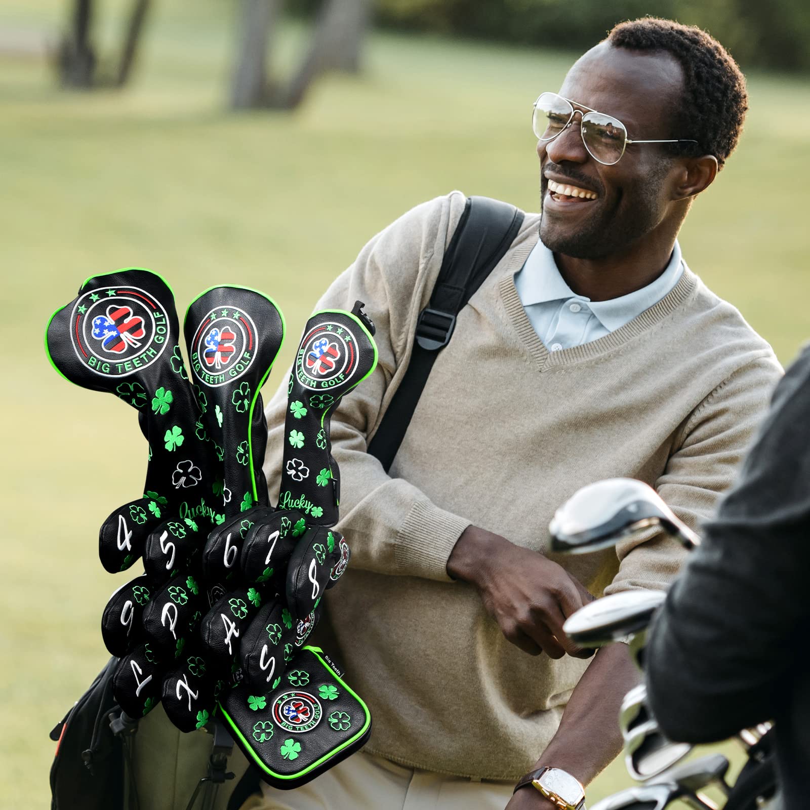 Lucky Clover & USA Pattern Golf Head Covers - Driver, Hybrid & Fairway Club Protectors for Men & Women | Durable Golf Club Covers with Fun Designs for Driving Range & Course Play