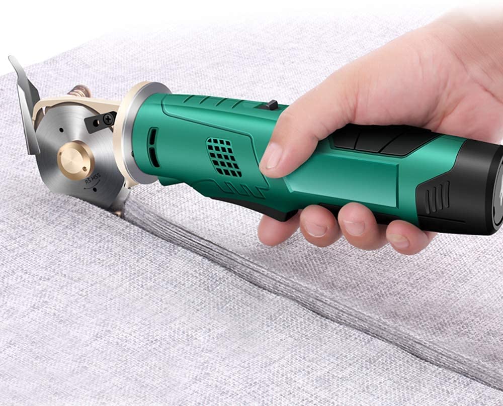 MXBAOHENG Cordless Electric Rotary Cutter - Rechargeable Scissors for Cloth, Paper, Carpet & Leather Cutting (2 Batteries Included) | Up to 2.5cm Thickness | Ideal for Crafting, DIY Projects & Packaging Work
