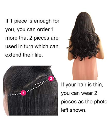 MoonEyes 24 Inch Natural Black Curly/Wavy Synthetic Hair Extensions for Women - Heat Resistant Clip-in Hair Piece (5 Clips) for Length & Volume - Perfect for Daily Wear, Parties & Special Occasions