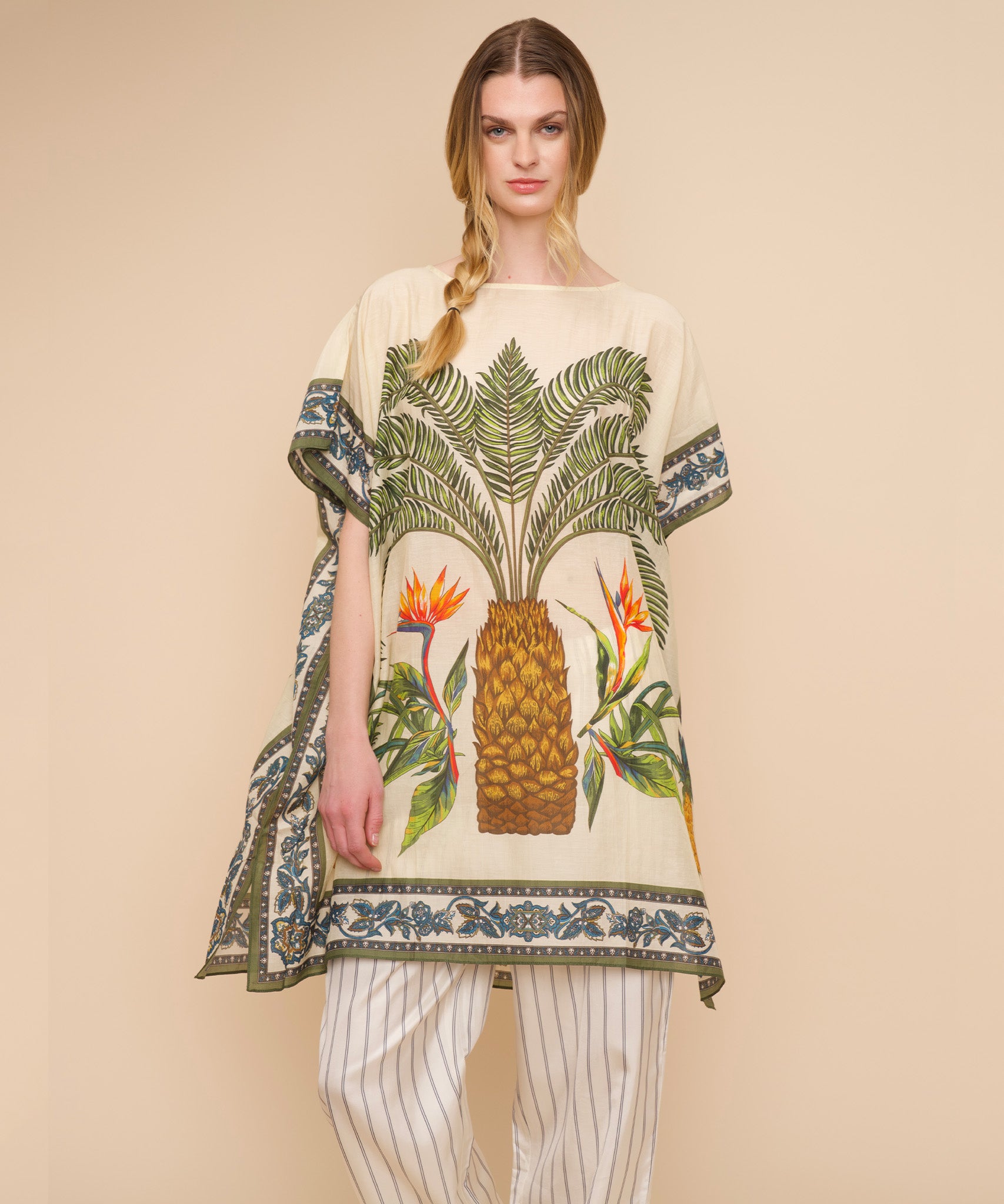 Palma Paradise Caftan - Flowy Beach Cover Up Dress for Women | Boho Summer Maxi Dress with Pockets | Perfect for Poolside, Vacation & Resort Wear