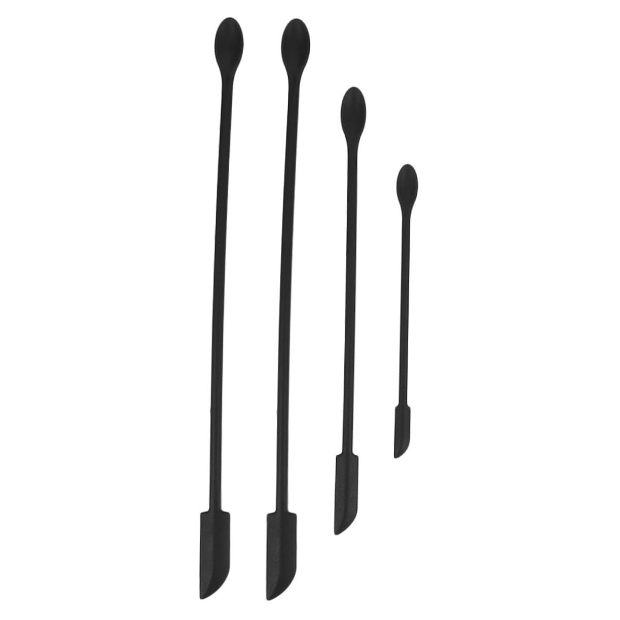 4PCS Double Ended Makeup Spatulas - Cosmetic Cream & Mask Applicator, Beauty Scraper Tool for Face Mask, Jam, Dessert - Perfect for Salon, Spa & Home Skincare Routine (Black)