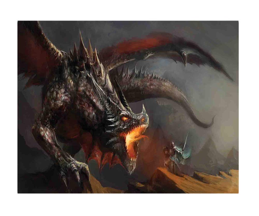 100x100 Inches Fantasy Knight vs Dragon Wall Mural - Removable Peel & Stick Self-Adhesive Wallpaper - Mythological Art Wall Decor for Home, Office, Bedroom or Game Room - Perfect for Fantasy Lovers and Medieval Theme Decor